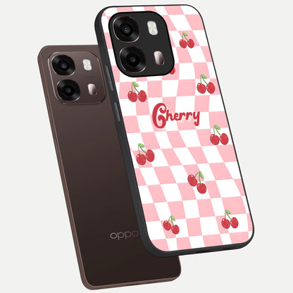  Sweet Cherry Vibes phone case For Oppo A6 Pro 5G showing premium glass back cover with detailed artwork