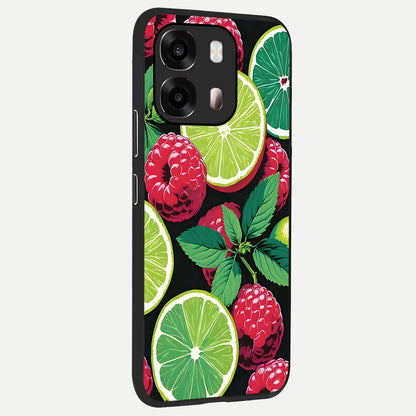  Lime and Raspberry Pattern back cover For Oppo A6 Pro 5G slim fit glass case with vibrant aesthetic design