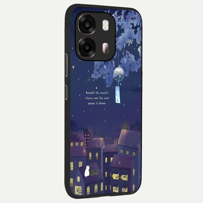  Moonlit Cat Silence back cover For Oppo A6 Pro 5G slim fit glass case with vibrant aesthetic design