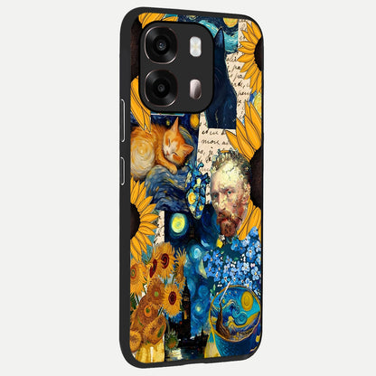  Sunflower Chic Mood Custom Name back cover For Oppo A6 Pro 5G slim fit glass case with vibrant aesthetic design