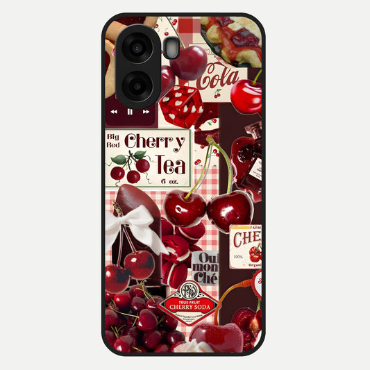  Aesthetic Cherry Tea Glass Case For Oppo A6s back cover – full design glossy printed glass finish