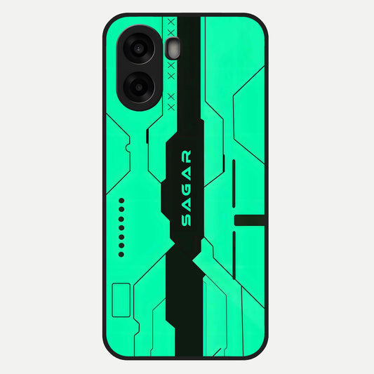  Aqua Tech CYBERPUNK Custom Name Glass Case For Oppo A6s back cover – full design glossy printed glass finish