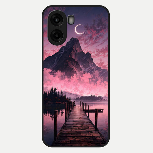  Beautiful Mountain View Glass Case For Oppo A6s back cover – full design glossy printed glass finish