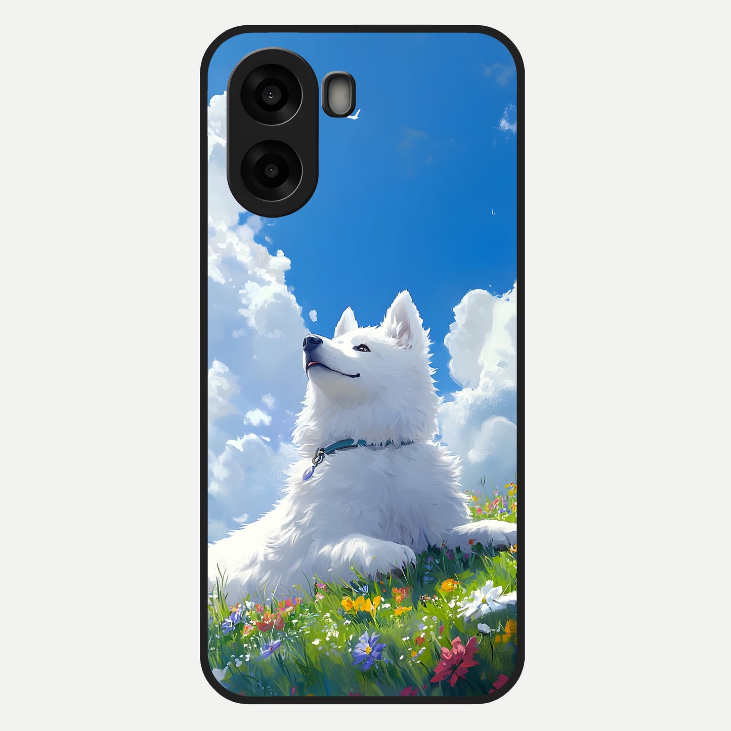  Blissful Cloud Pup Glass Case For Oppo A6s back cover – full design glossy printed glass finish