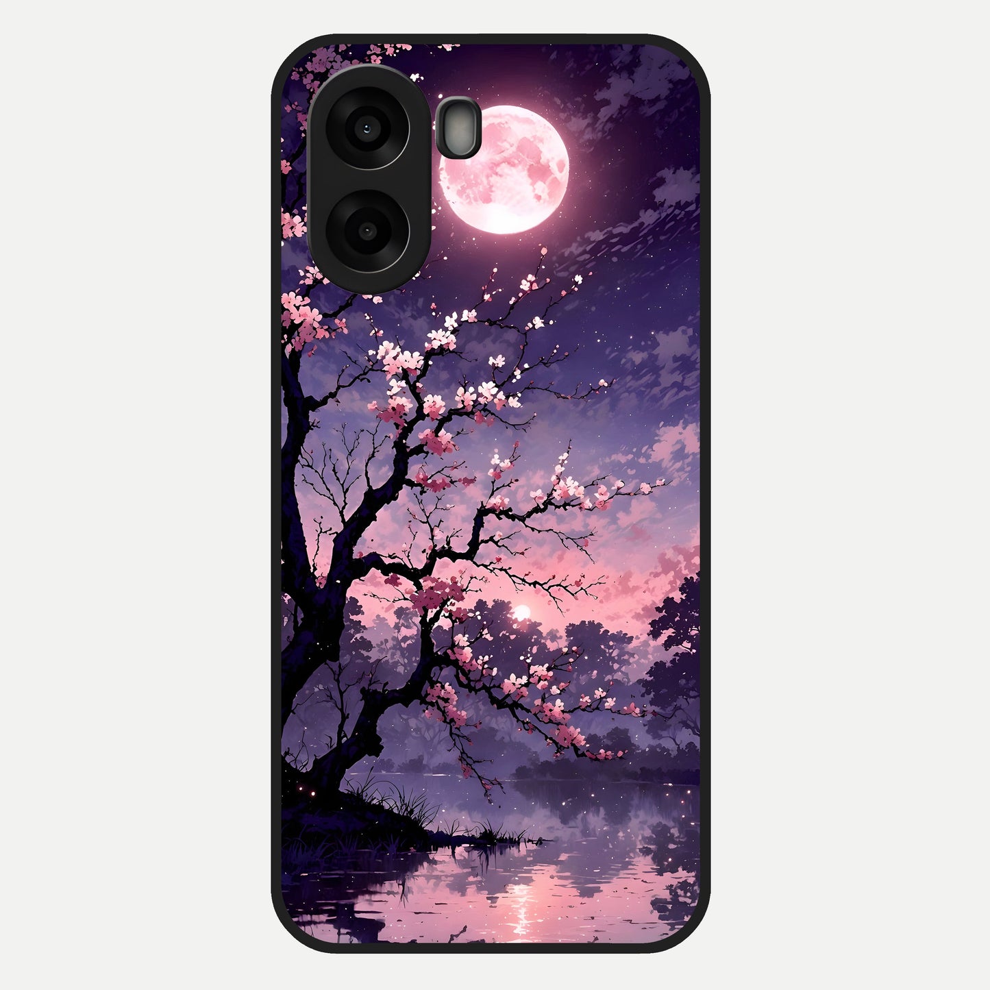  Blossom Pink Moon Glass Case For Oppo A6s back cover – full design glossy printed glass finish
