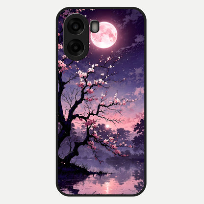  Blossom Pink Moon Glass Case For Oppo A6s back cover – full design glossy printed glass finish