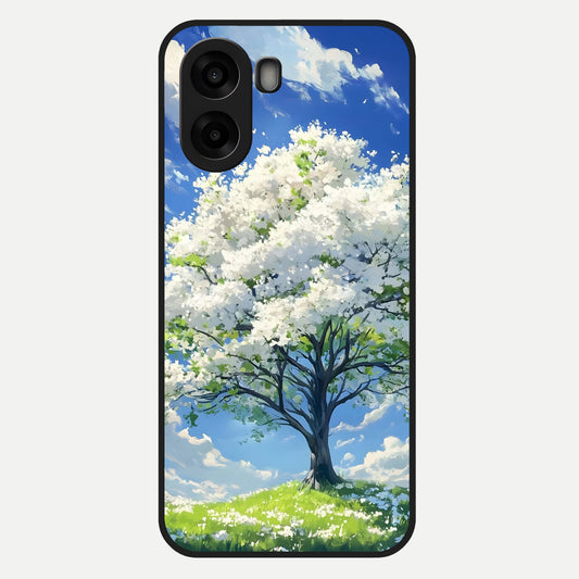  Blossom Sky Serenity Glass Case For Oppo A6s back cover – full design glossy printed glass finish
