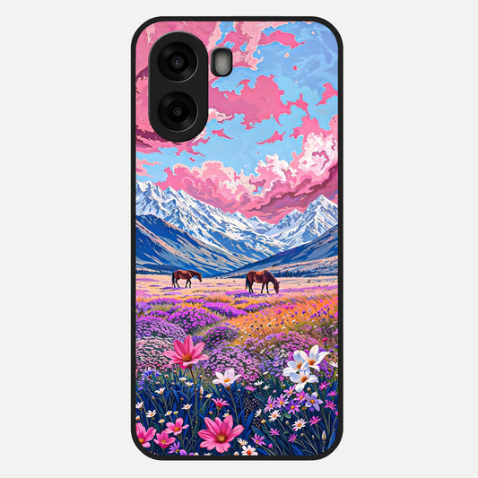  Blossom Valley Dream Glass Case For Oppo A6s back cover – full design glossy printed glass finish