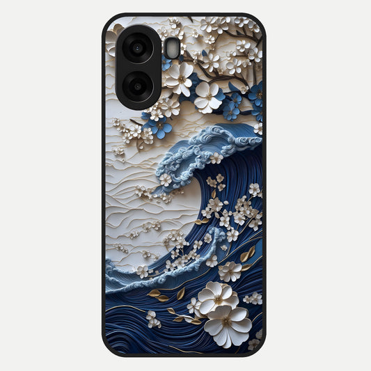  Blossom Wave Art Glass Case For Oppo A6s back cover – full design glossy printed glass finish