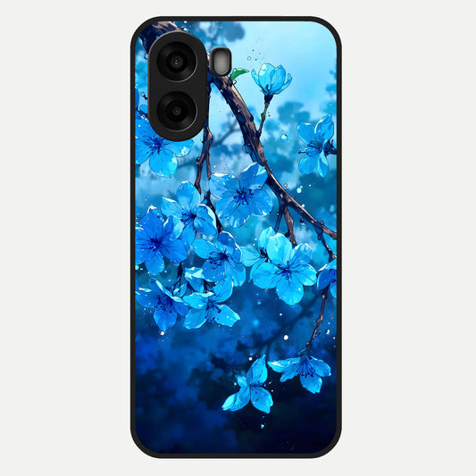  Blue Blossoms Branch Glass Case For Oppo A6s back cover – full design glossy printed glass finish