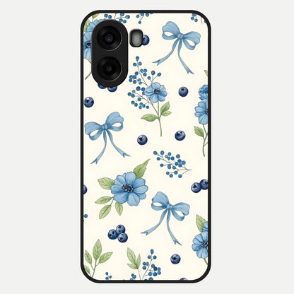  Blue Flower And Bow Glass Case For Oppo A6s back cover – full design glossy printed glass finish