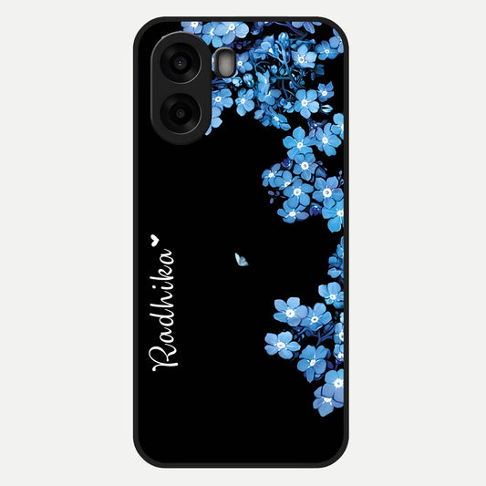  Blue Petal Dream Custom Name Glass Case For Oppo A6s back cover – full design glossy printed glass finish