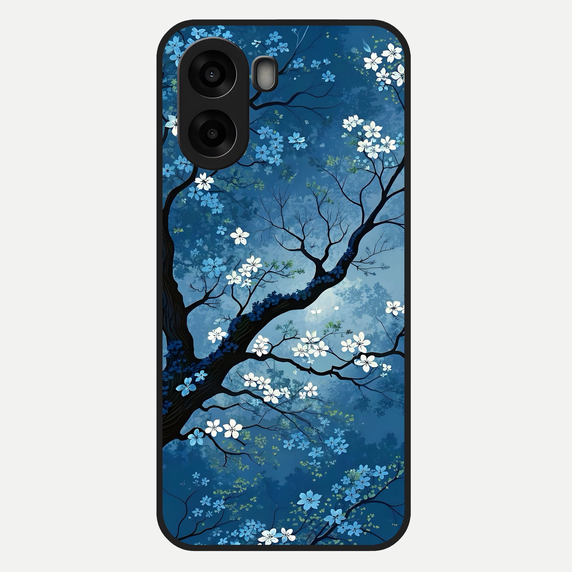  Blue Tree Serenity Glass Case For Oppo A6s back cover – full design glossy printed glass finish