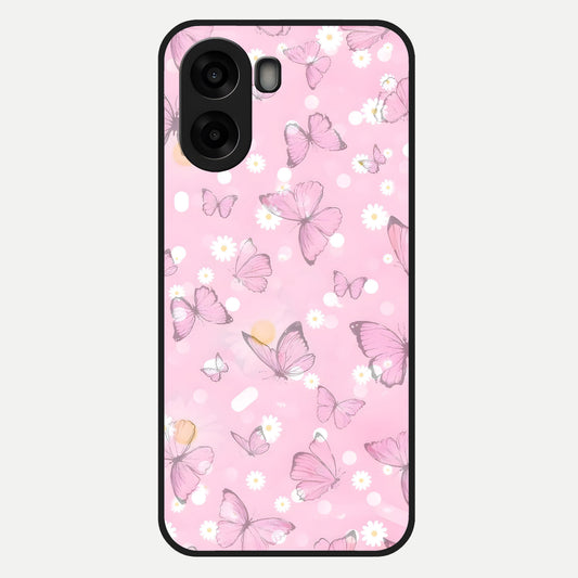  Blush Butterfly Garden Glass Case For Oppo A6s back cover – full design glossy printed glass finish