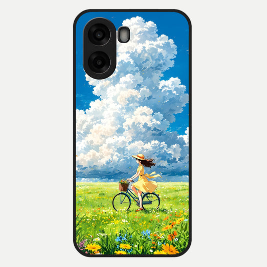  Breezy Meadow Ride Glass Case For Oppo A6s back cover – full design glossy printed glass finish