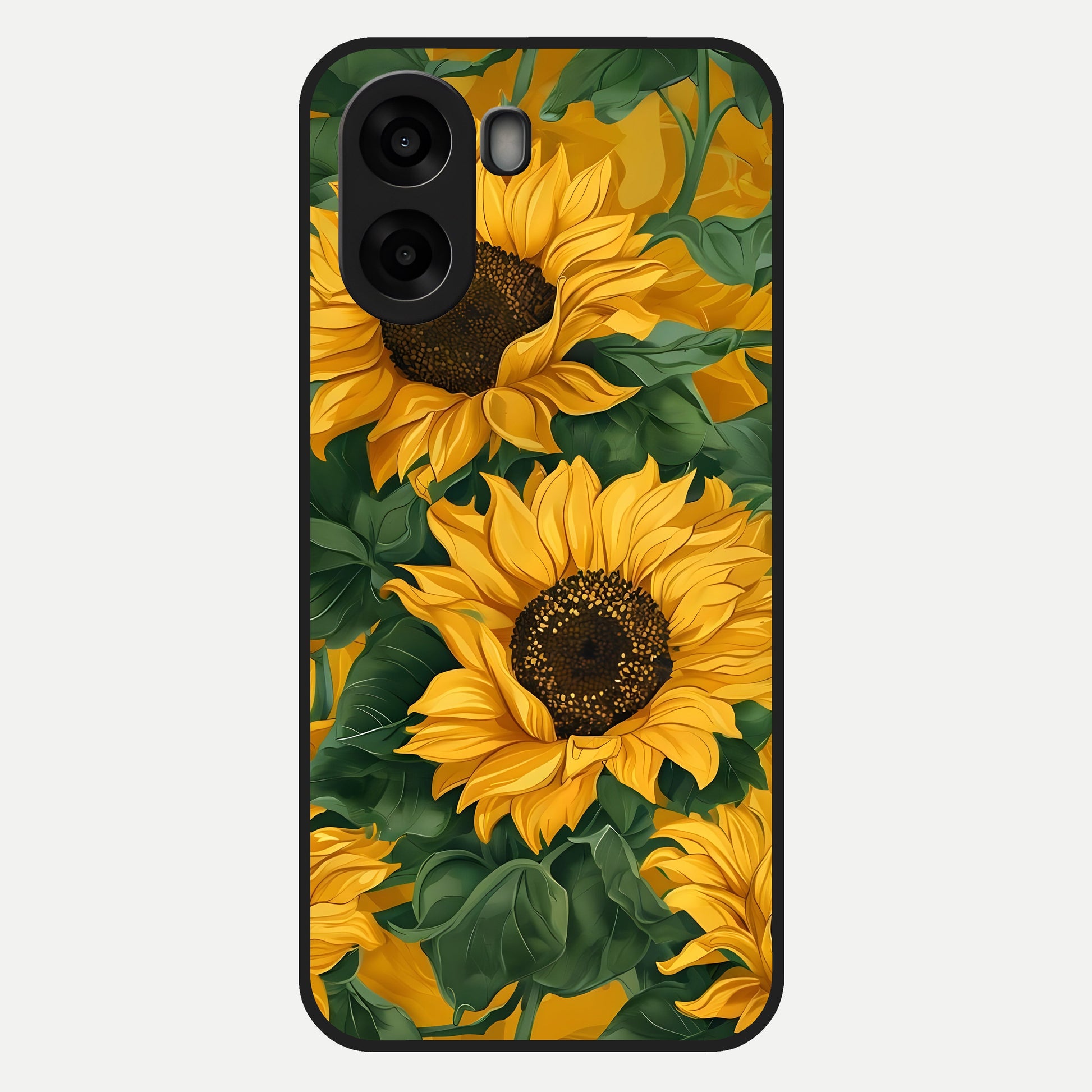  Bright Sunflower Bloom Glass Case For Oppo A6s back cover – full design glossy printed glass finish