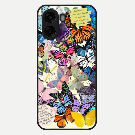  Butterflies Petal Dream Glass Case For Oppo A6s back cover – full design glossy printed glass finish