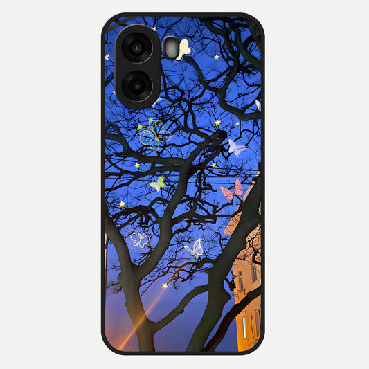  Butterfly Night Magic Glass Case For Oppo A6s back cover – full design glossy printed glass finish
