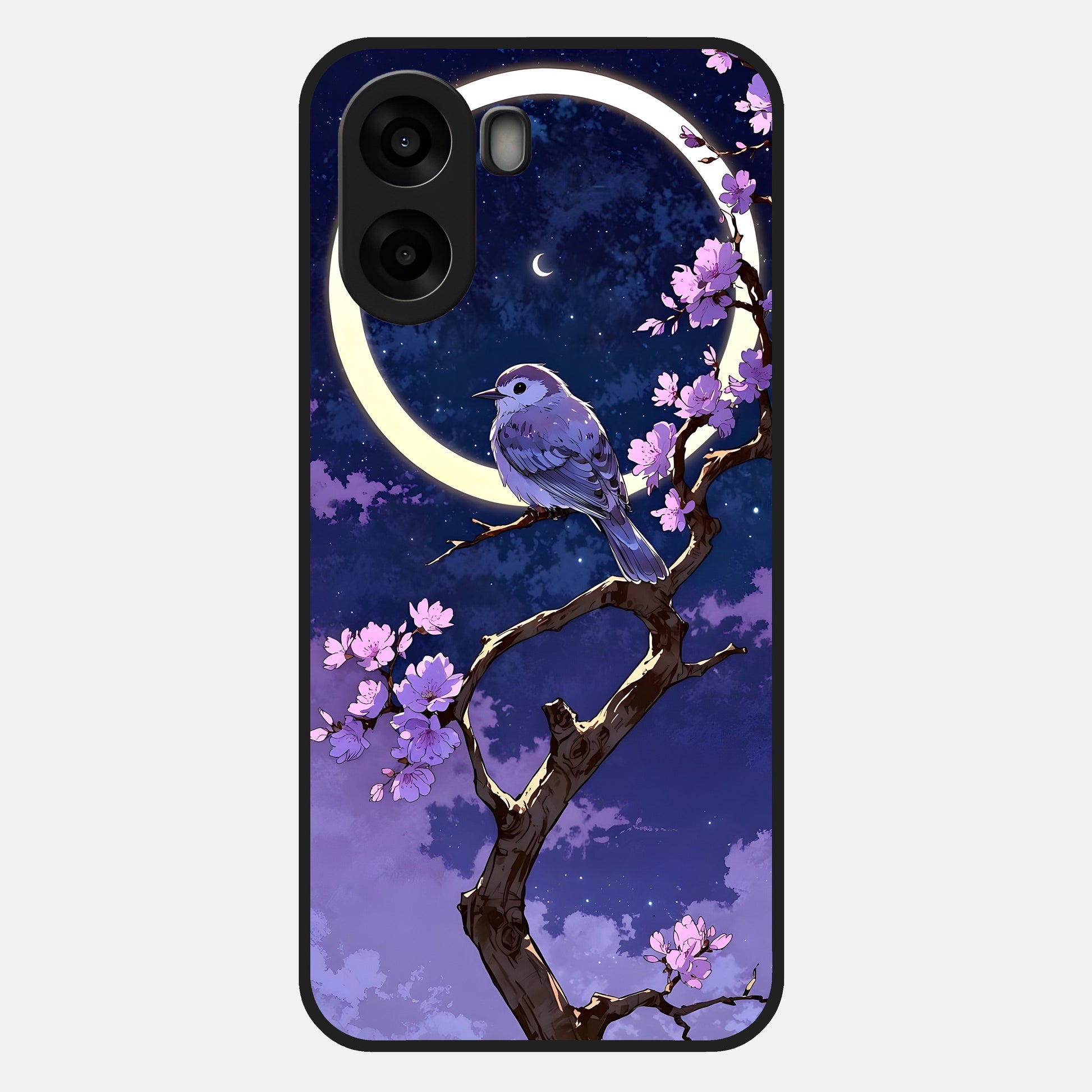  Celestial Bird Blossom Glass Case For Oppo A6s back cover – full design glossy printed glass finish