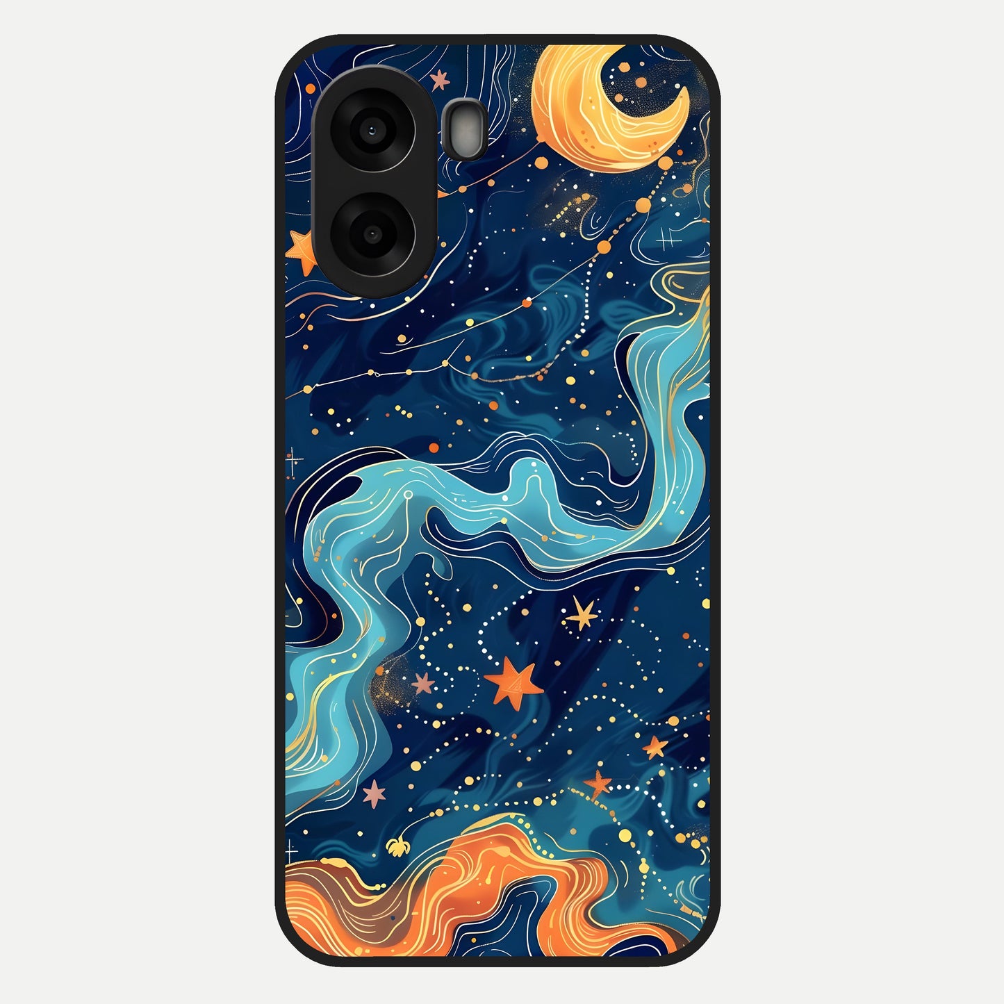  Celestial Dream Flow Glass Case For Oppo A6s back cover – full design glossy printed glass finish