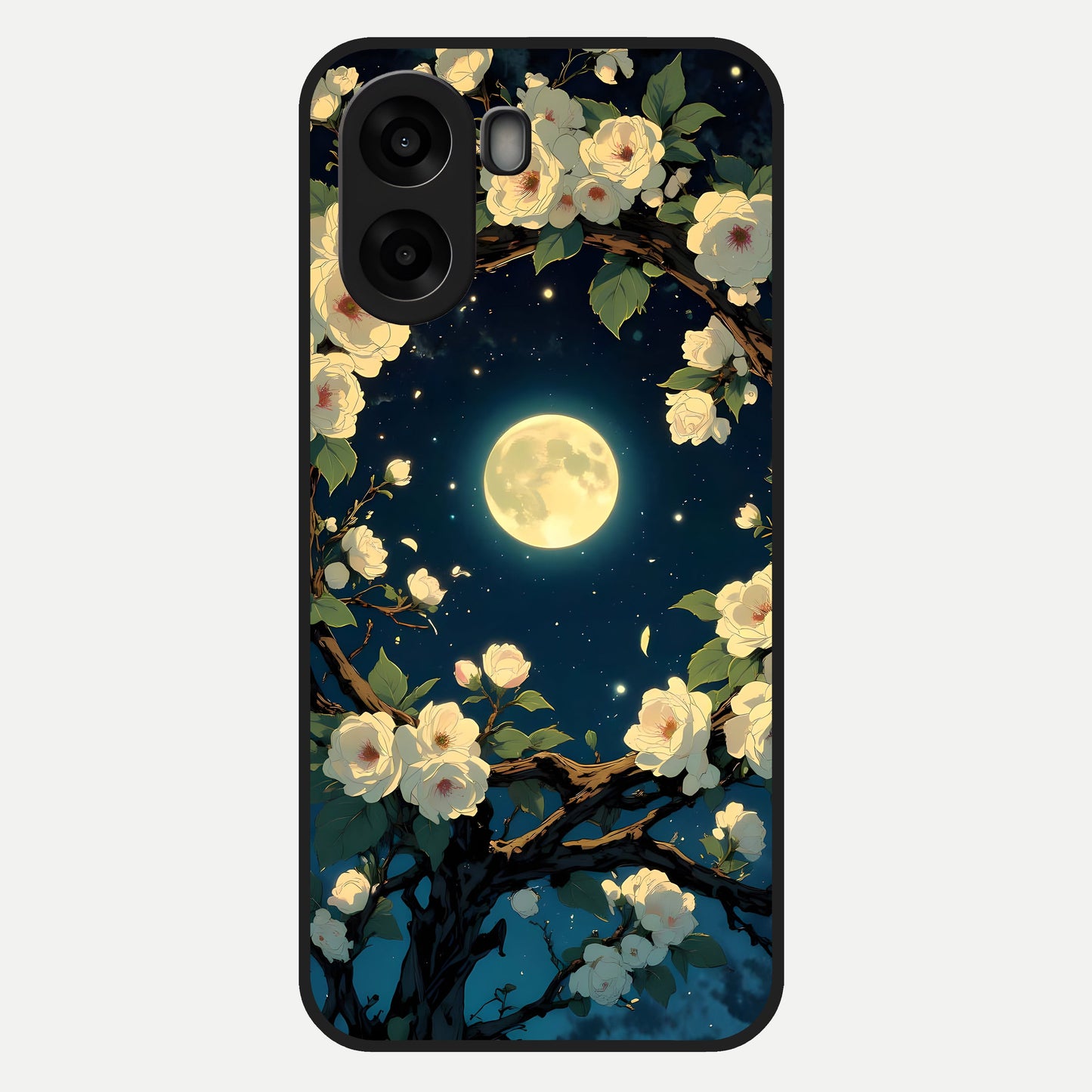  Celestial Moon And Flower Glass Case For Oppo A6s back cover – full design glossy printed glass finish