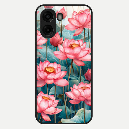  Celestial Pink Lotus Glass Case For Oppo A6s back cover – full design glossy printed glass finish