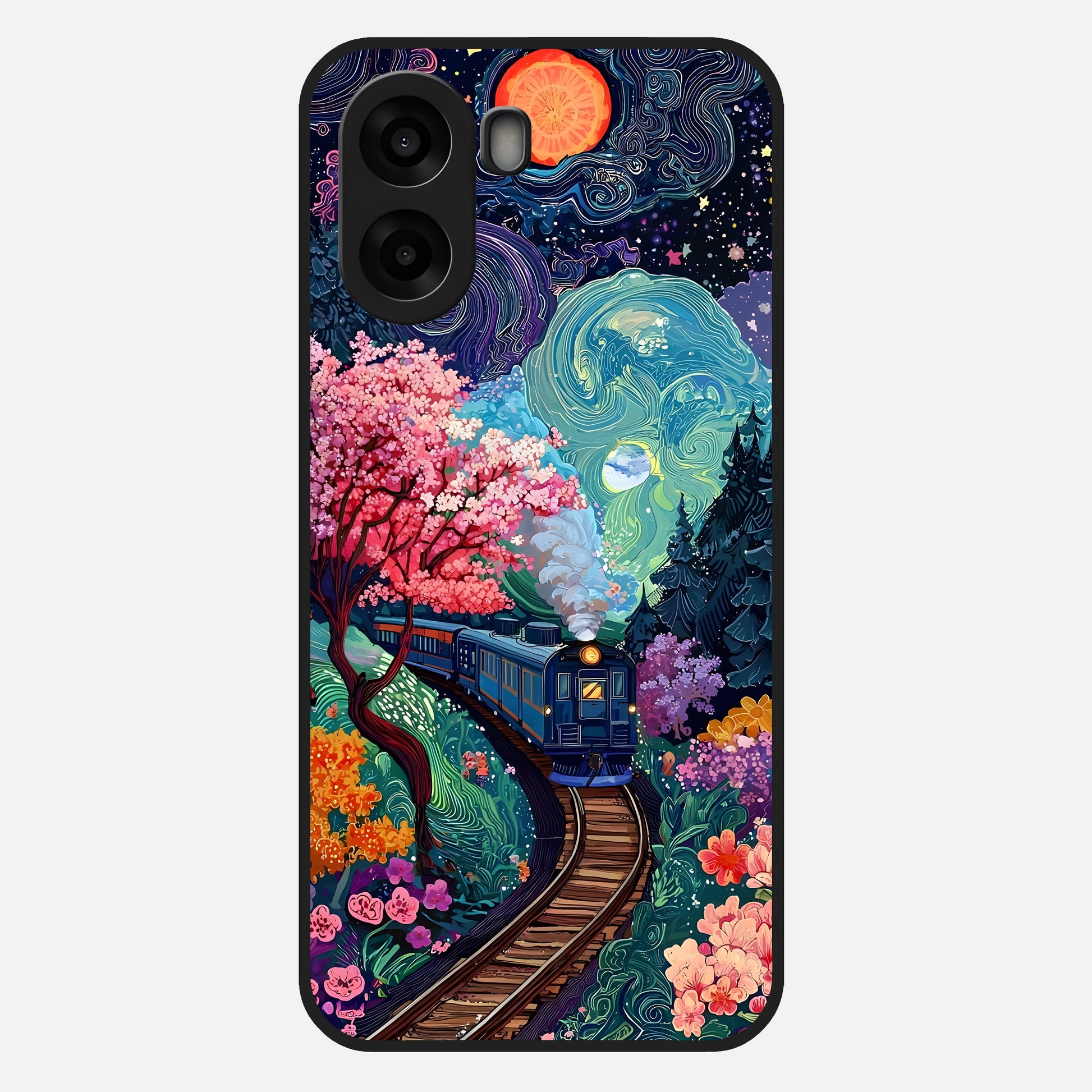 Celestial Train Journey Glass Case For Oppo A6s back cover – full design glossy printed glass finish