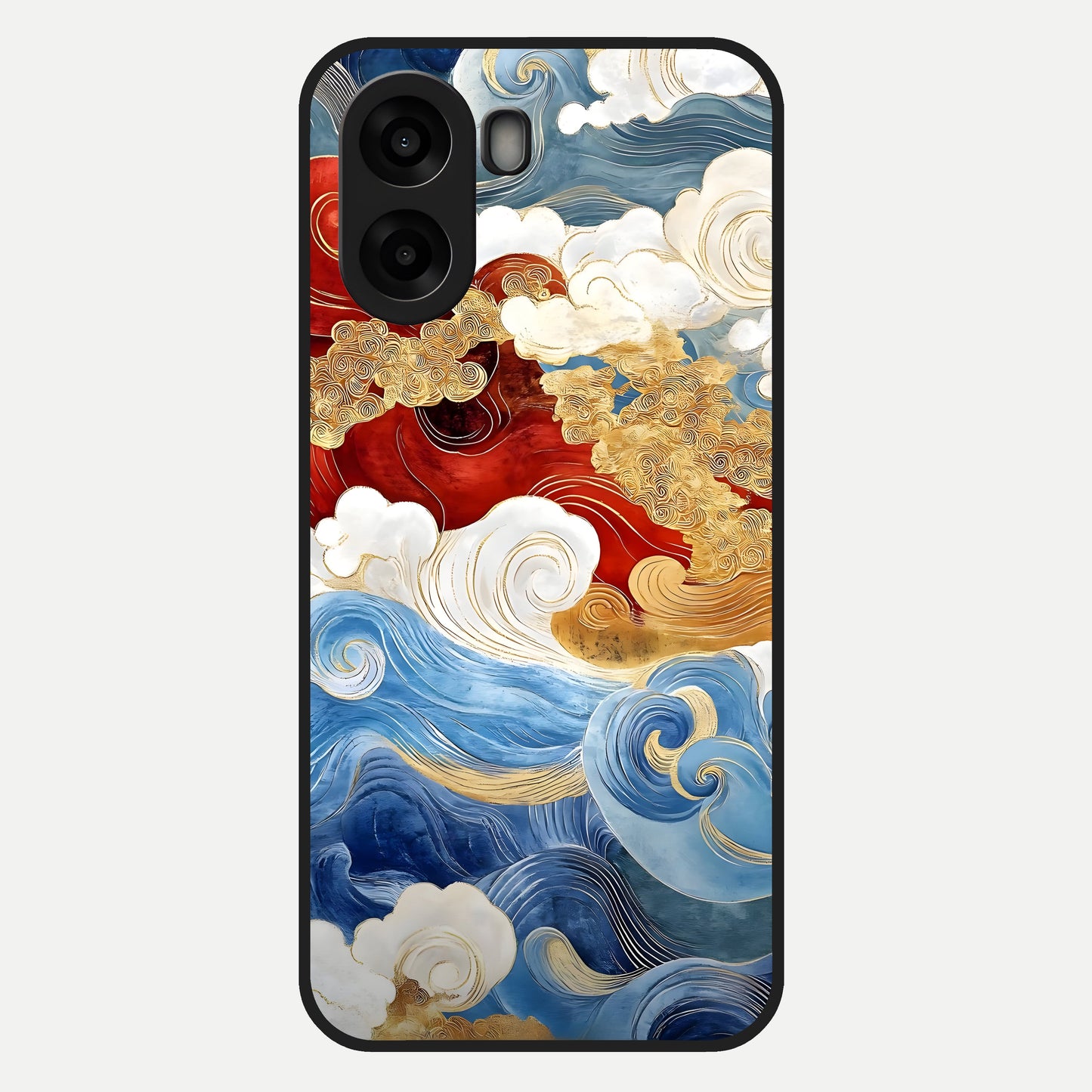  Colored Waves Glass Case For Oppo A6s back cover – full design glossy printed glass finish