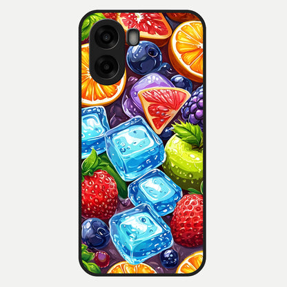  Colorful Fruits with Ice Glass Case For Oppo A6s back cover – full design glossy printed glass finish
