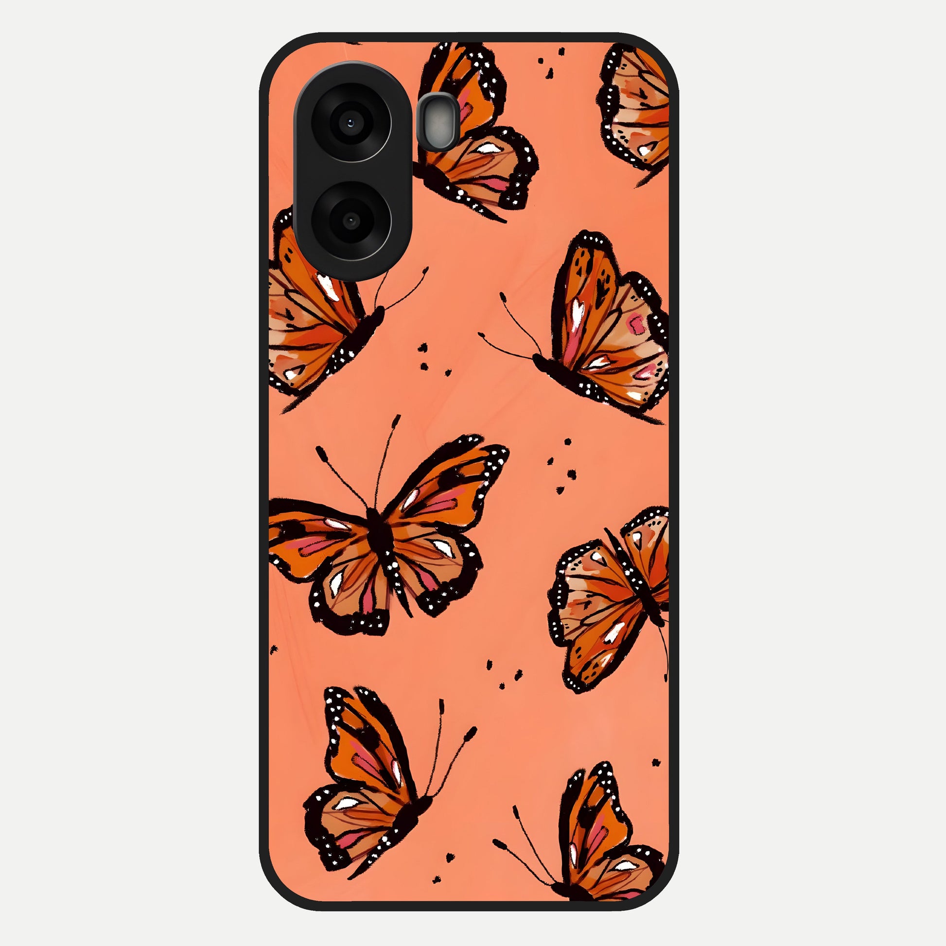  Coral Wing Butterfly Glass Case For Oppo A6s back cover – full design glossy printed glass finish