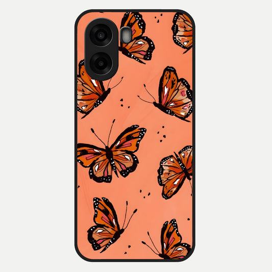  Coral Wing Butterfly Glass Case For Oppo A6s back cover – full design glossy printed glass finish