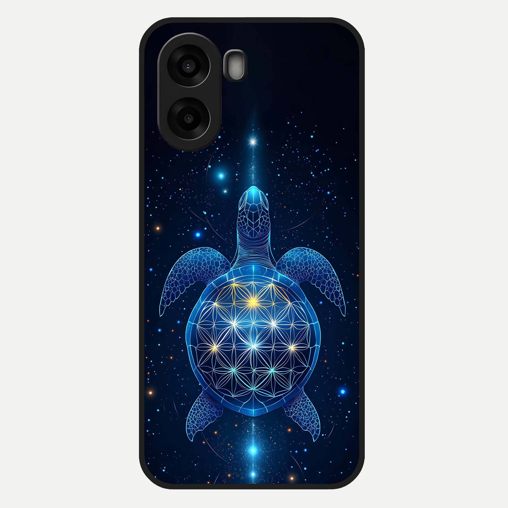  Crimson Blue Turtle Glass Case For Oppo A6s back cover – full design glossy printed glass finish