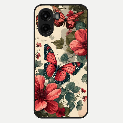  Crimson Butterfly Garden Glass Case For Oppo A6s back cover – full design glossy printed glass finish