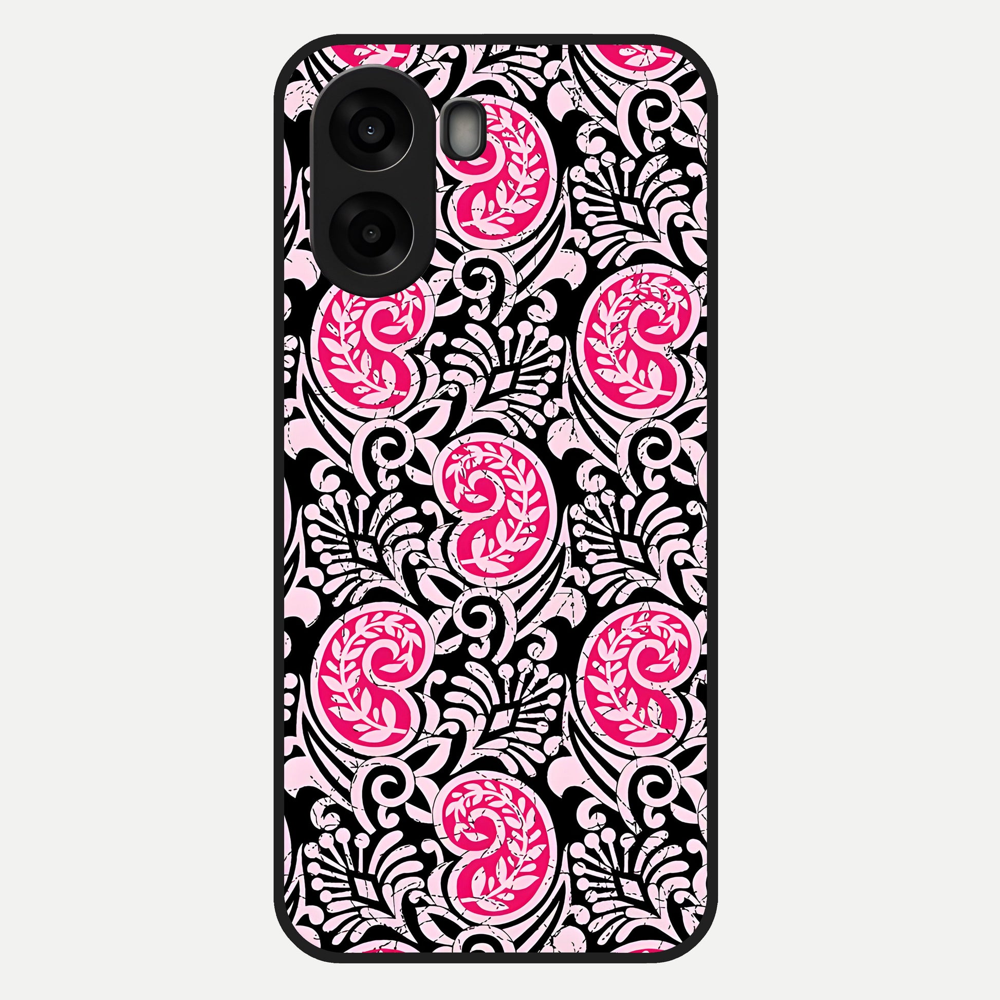  Crimson Paisley Charm Glass Case For Oppo A6s back cover – full design glossy printed glass finish