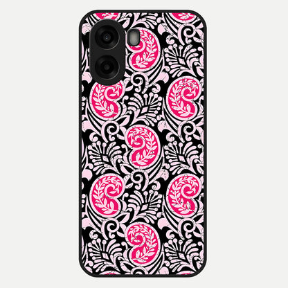  Crimson Paisley Charm Glass Case For Oppo A6s back cover – full design glossy printed glass finish
