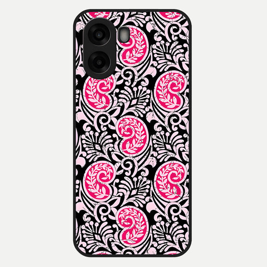  Crimson Paisley Charm Glass Case For Oppo A6s back cover – full design glossy printed glass finish