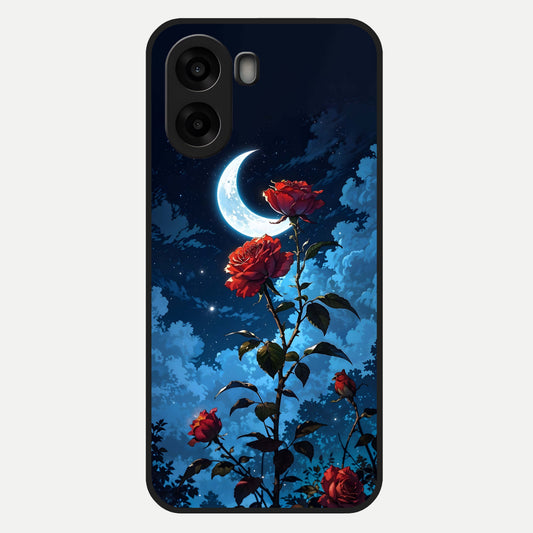  Crimson Rose Moon Glass Case For Oppo A6s back cover – full design glossy printed glass finish