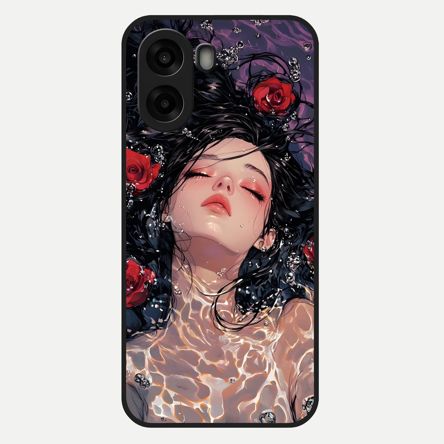  Crimson Rose Serenity Glass Case For Oppo A6s back cover – full design glossy printed glass finish