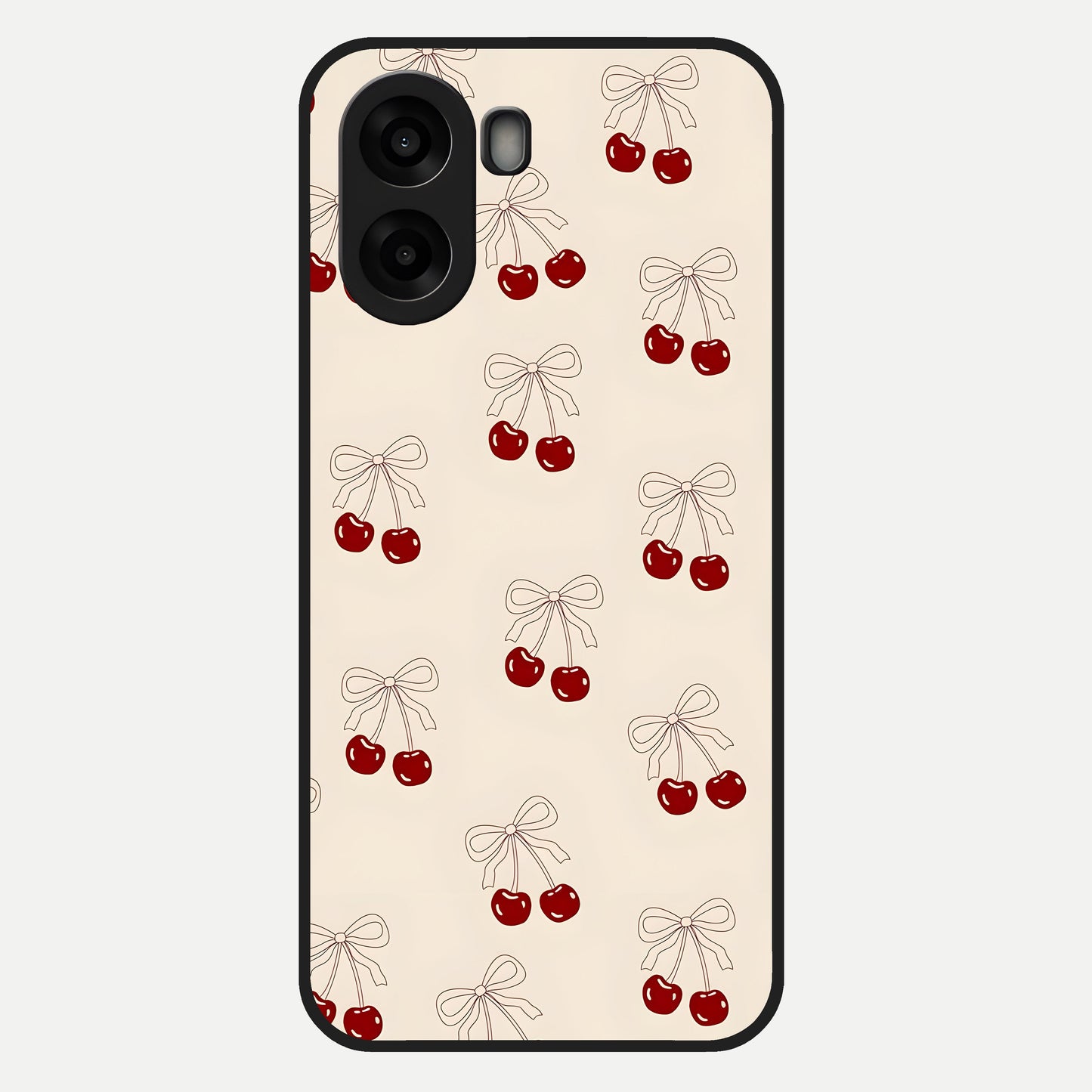  Cute Cherry Pattern Glass Case For Oppo A6s back cover – full design glossy printed glass finish