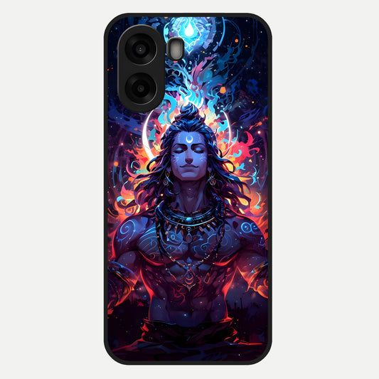  Divine Fire Shiv Glass Case For Oppo A6s back cover – full design glossy printed glass finish