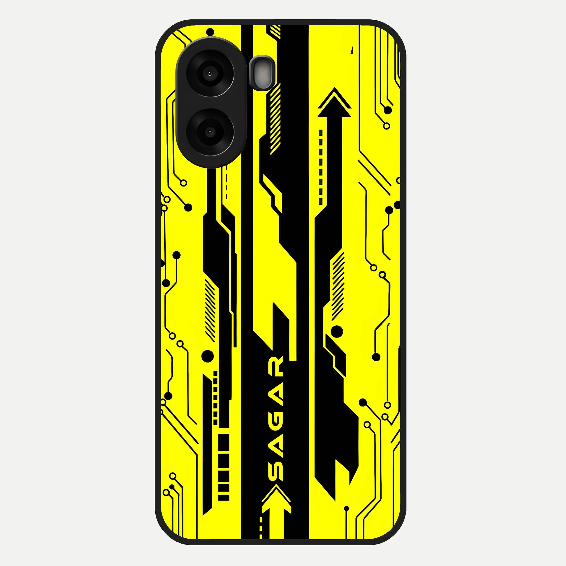  Electric Pulse CYBERPUNK Custom Name Glass Case For Oppo A6s back cover – full design glossy printed glass finish