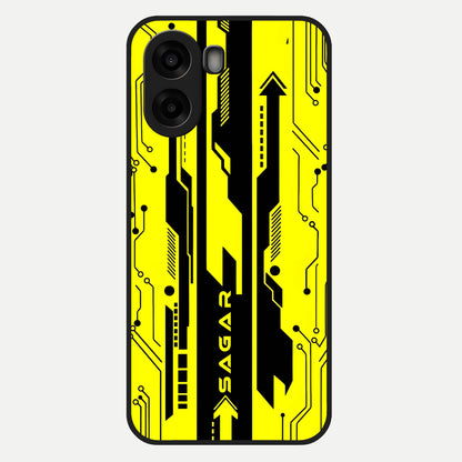 Electric Pulse CYBERPUNK Custom Name Glass Case For Oppo A6s back cover – full design glossy printed glass finish