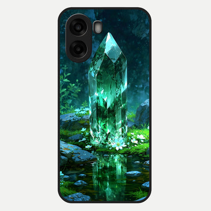  Emerald Light Crystal Glass Case For Oppo A6s back cover – full design glossy printed glass finish