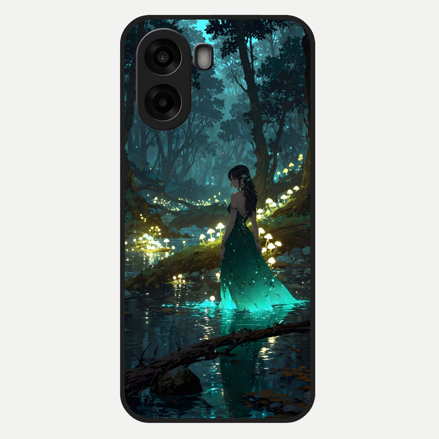  Enchanted Forest Glow Glass Case For Oppo A6s back cover – full design glossy printed glass finish
