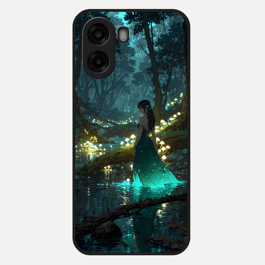  Enchanted Forest Glow Glass Case For Oppo A6s back cover – full design glossy printed glass finish