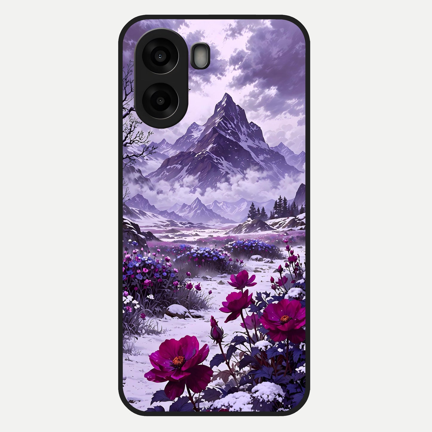  Flower Mountain View Glass Case For Oppo A6s back cover – full design glossy printed glass finish