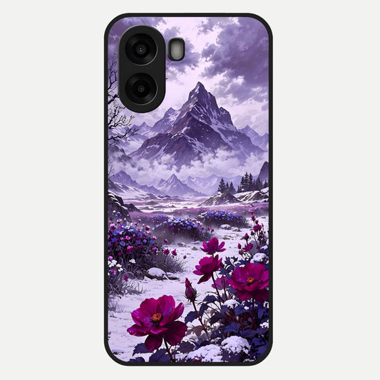  Flower Mountain View Glass Case For Oppo A6s back cover – full design glossy printed glass finish
