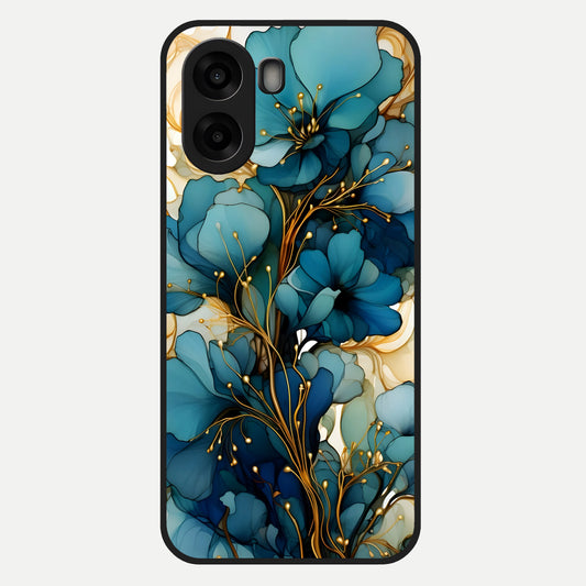  Golden Bloom Symphony Glass Case For Oppo A6s back cover – full design glossy printed glass finish
