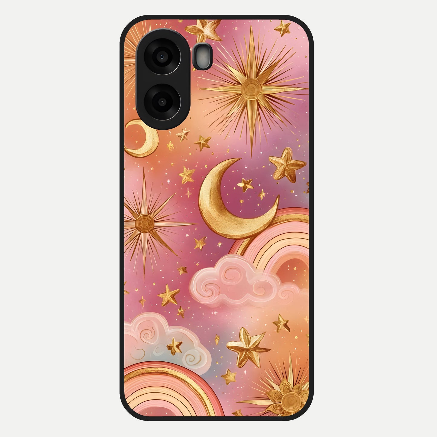  Golden Celestial Dreams Glass Case For Oppo A6s back cover – full design glossy printed glass finish