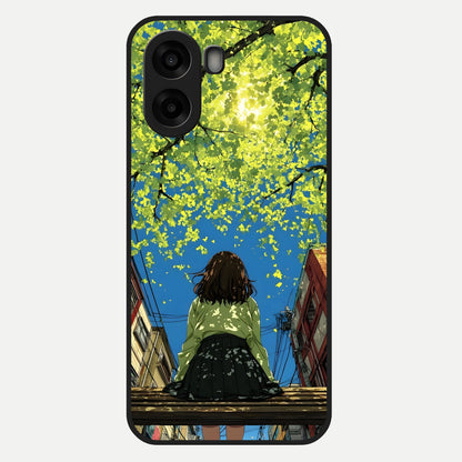  Golden Leaves Glow Glass Case For Oppo A6s back cover – full design glossy printed glass finish
